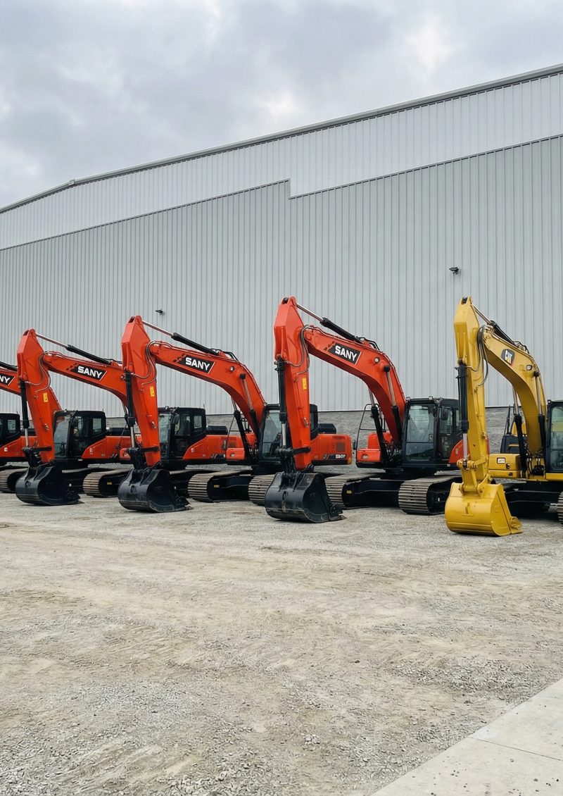Botuo International excavator warehouse in Changsha, Hunan - SANY and CAT machines
